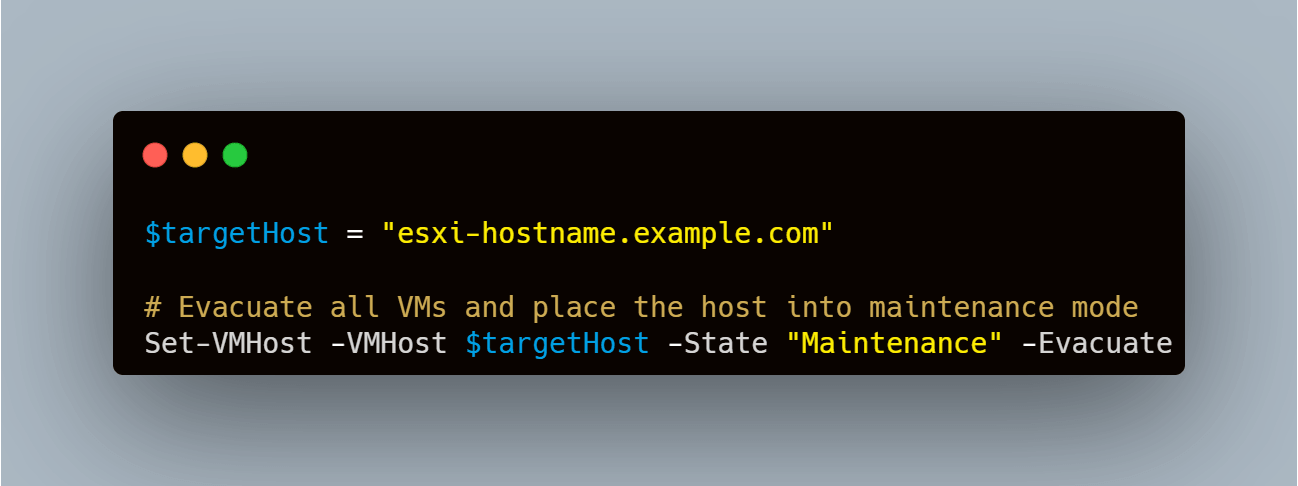powercli 自动将 esxi 主机置于维护模式并疏散 vm