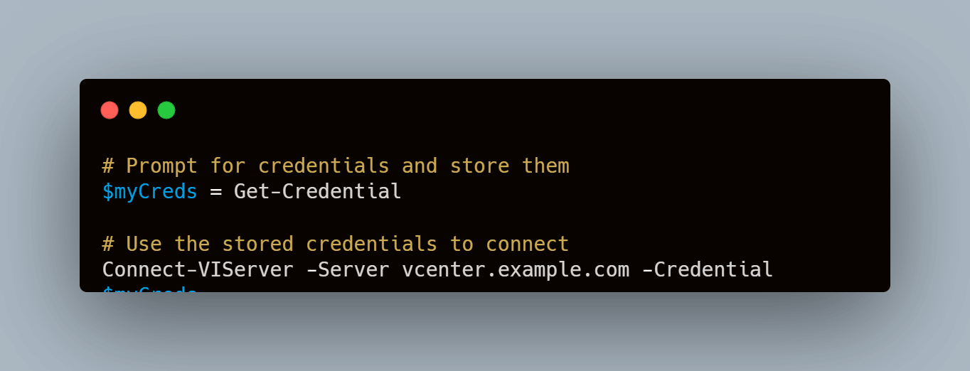 powercli 使用 get credential 安全存储凭据示例