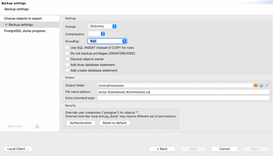 使用 dbeaver 备份 postgresql