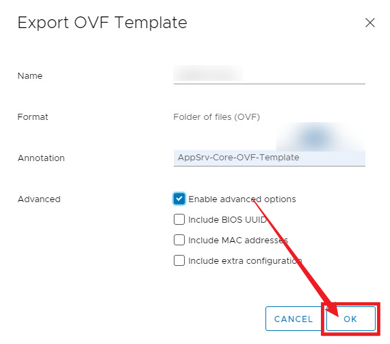 从 vcenter 导出 ovf 模板操作界面示意 导出 ovf 进行 vcenter 间冷迁移