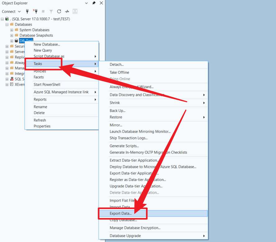 ssms 导入和导出向导导出 csv 操作示意 通过 ssms 中的 sql server 导入和导出向导导出