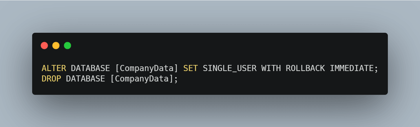 sql server alter database set singleuser 高级删除示意 如何在 sql server 中使用高级语法删除数据库