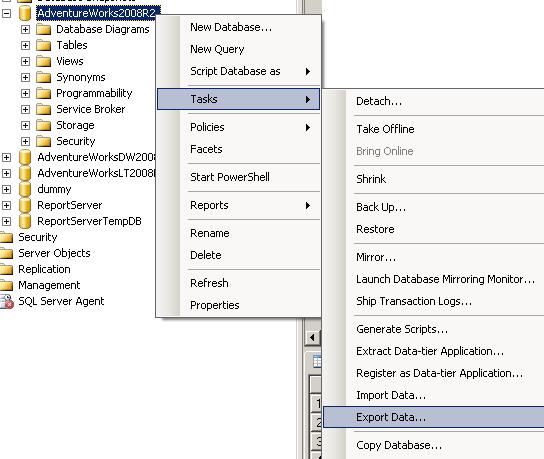 sql server 导入导出向导界面示意 sql server 导入和导出向导
