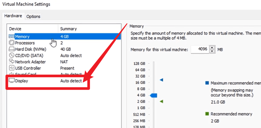 vmware workstation显示硬件设置截图 vmware workstation虚拟机显示设置界面