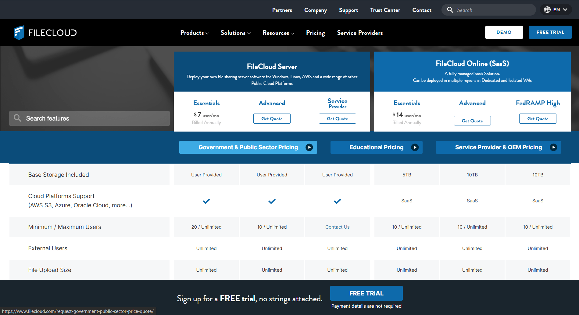 filecloud server 与在线版价格 filecloud 价格方案