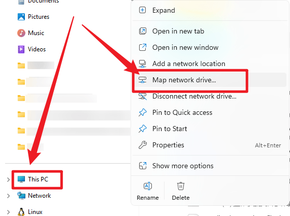 在 windows 11 中映射网络驱动器 映射网络驱动器